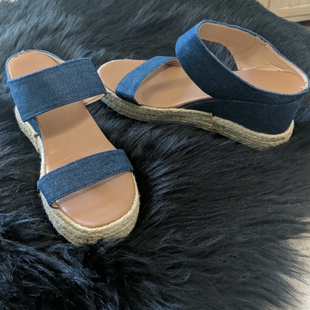 Blue jean slides/mules/heels